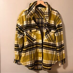 A.N.A Oversized Shacket, Chartreuse and black plaid, size large